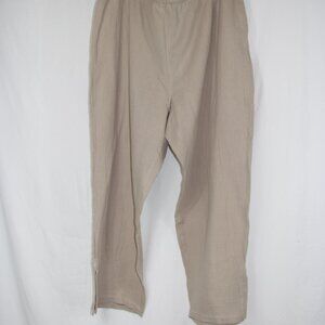 Soft Surroundings 100% Cotton Gauze Wide Leg Cream/Tan Pants Sz 3X Lightweight